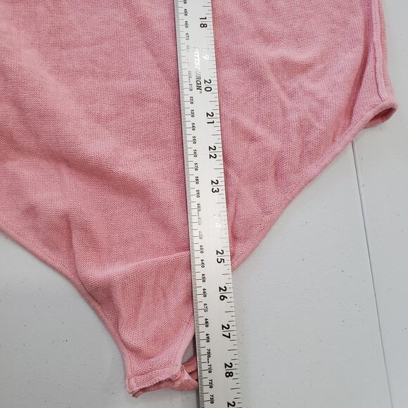 Intimately Free People Bodysuit Womens Medium Pink Lace Mock Neck Cottagecore - Picture 7 of 10